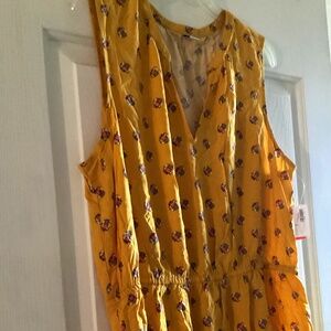 NWT Old Navy short mini dress yellow flowers cotton size xl with tags new